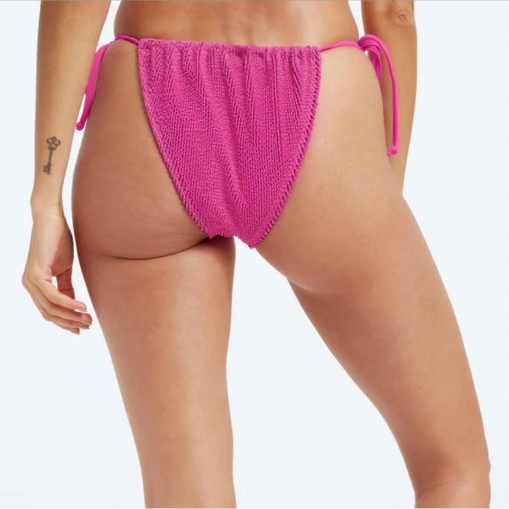 Good American Swim Always Fits Tiny Ties Metallic Bikini Bottoms - Picture 5 of 10